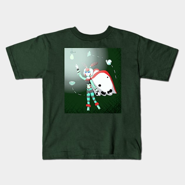 Mothwoman (mint, red, and black) Kids T-Shirt by VixenwithStripes